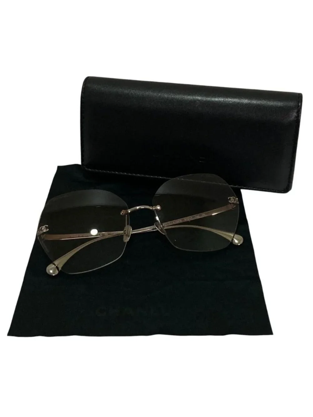 Chanel Rimless Sunglasses Brown Grade Eyewear